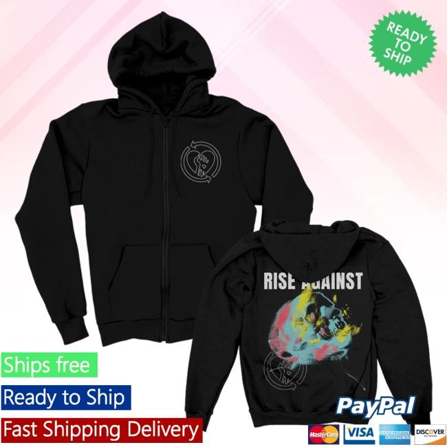 Official Rise Against Projecting Skull Zip Up Hoodies (Black) Official Rise Against Projecting Skull Zip Up Hoodie (Black)
