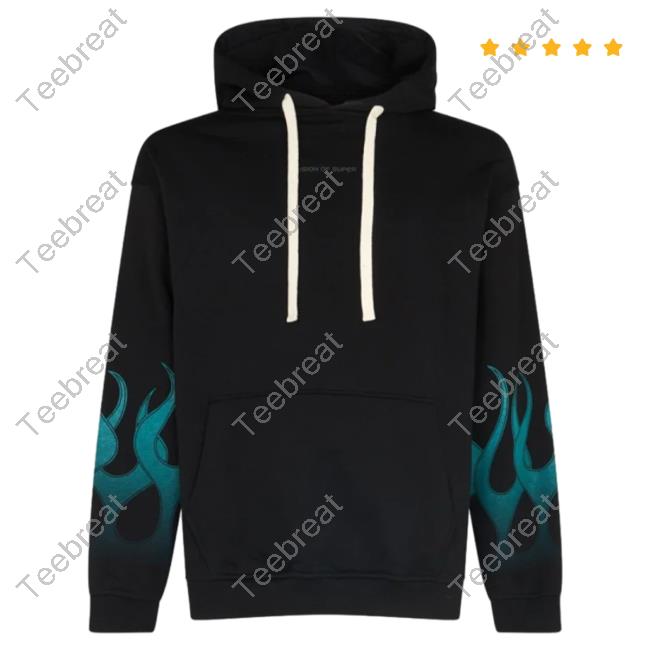 Official Vision Of Super Black Sweatshirts With Green Gradient Flames