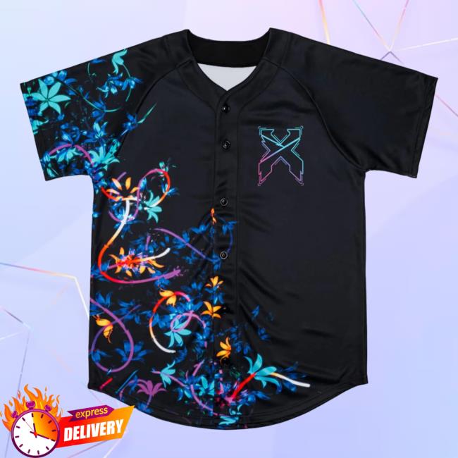 Official Excision Merch Excision Floral Baseball Jersey (Black) Popover Shirt