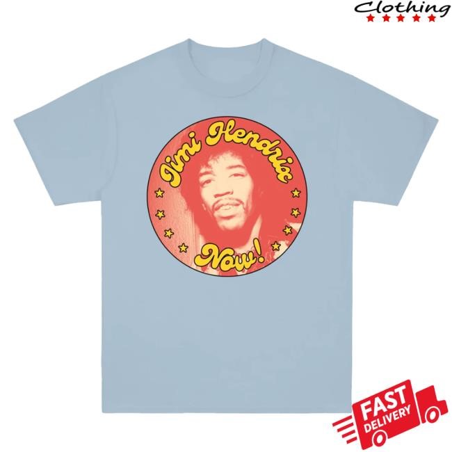 Official Jimi Hendrix Merch Store Jimi Hendrix Now! Light Blue T Shirt
