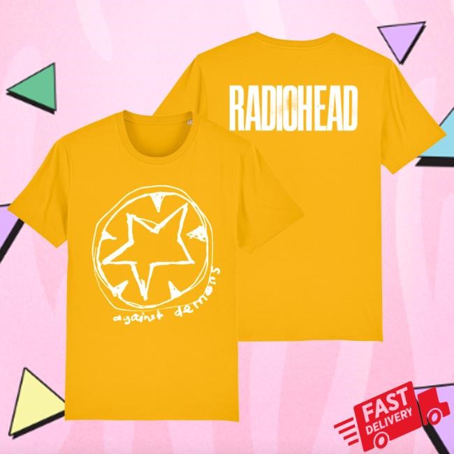 Radiohead Official Merch Store Radiohead Against Demons Yellow Short SleeveShirt Radiohead Clothing Apparel Muse Shop W.A.S.T.E. UK