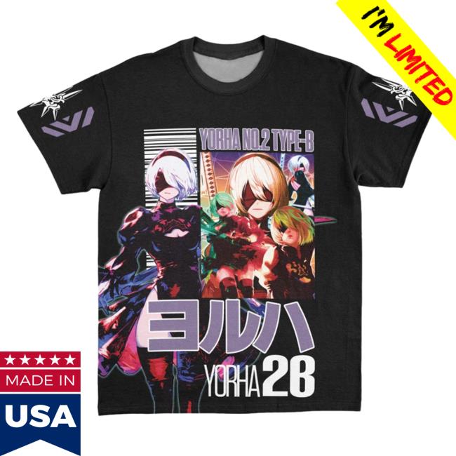 Official Anime Ape Clothing 2B Nier Automata Streetwear AOP Tees 3D All Over Print Animeape
