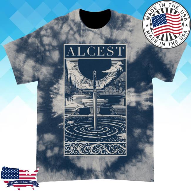 Official Kings Road Merch Store Alcest Spiritual Logo Framed T-Shirts (Navy/Bone Dye) Alcest Kings Road Shop