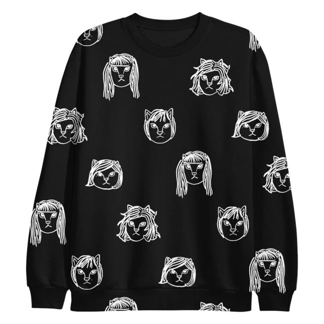 Official The Linda Lindas Merch Cats Pattern Hooded Sweatshirt