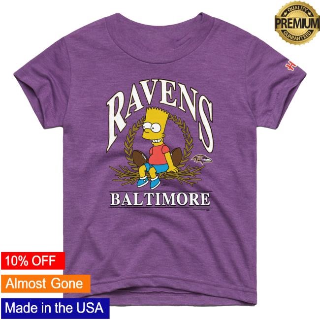 Official Baltimore Ravens Homage x The Simpsons Youth Hot Shirt - Purple