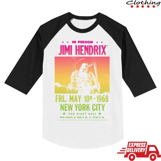 Official Jimi Hendrix Merch Store Jimi Hendrix NYC Show Gradient Raglan LS T Shirt