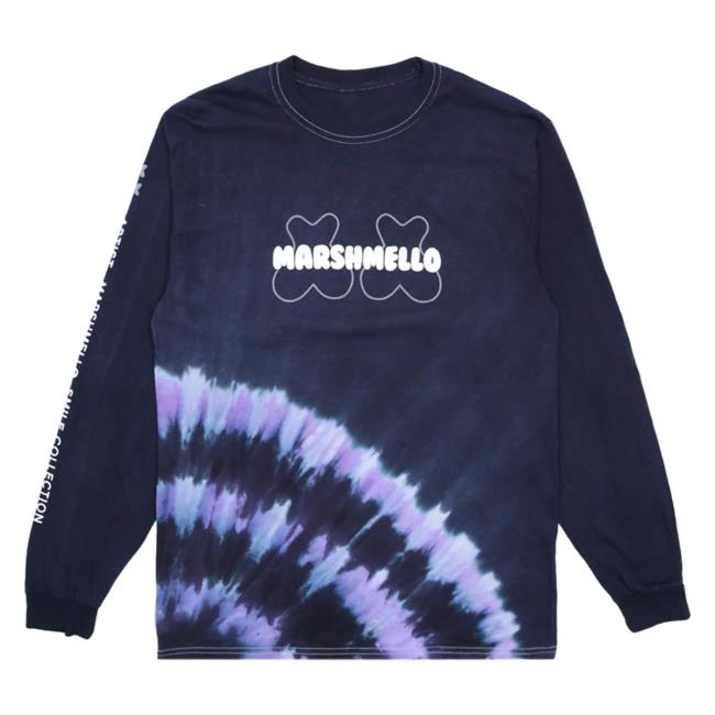 Official Marshmello Apparel Clothing Merch Store Marshmello Mello Spot Dye L/S Long Sleeve Tees Black Marsh Mello Shop
