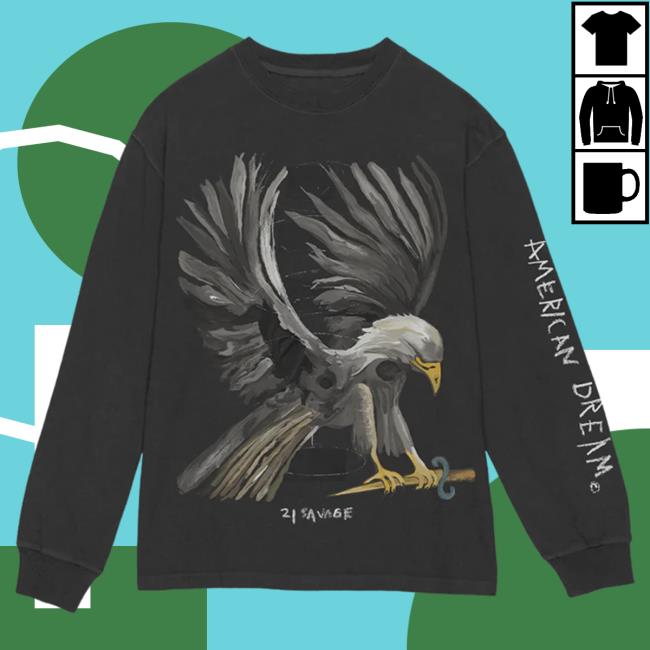 Official 21 Savage Merch Store Saint Laurent Don 21 Savage Eagle Long Sleeve Tshirt 21 Savage Apparel Clothing 21Savage