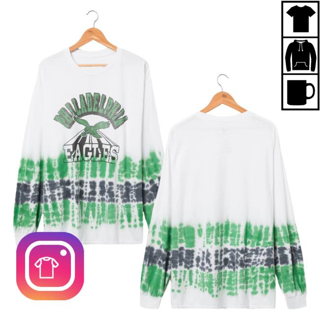 Official Junk Food Apparel Clothing Store Shop Tie-Dye Junkfoodclothing Philadelphia Eagles Tie Dye Long Sleeve T Shirt
