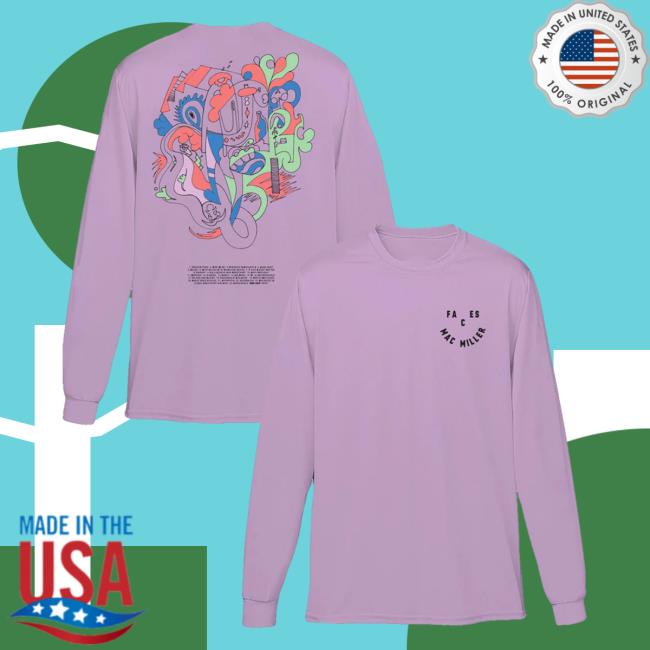 Official Mac Miller Apparel Clothing Store Merch Shop MacMiller Faces Smile Purple Long Sleeve Tees