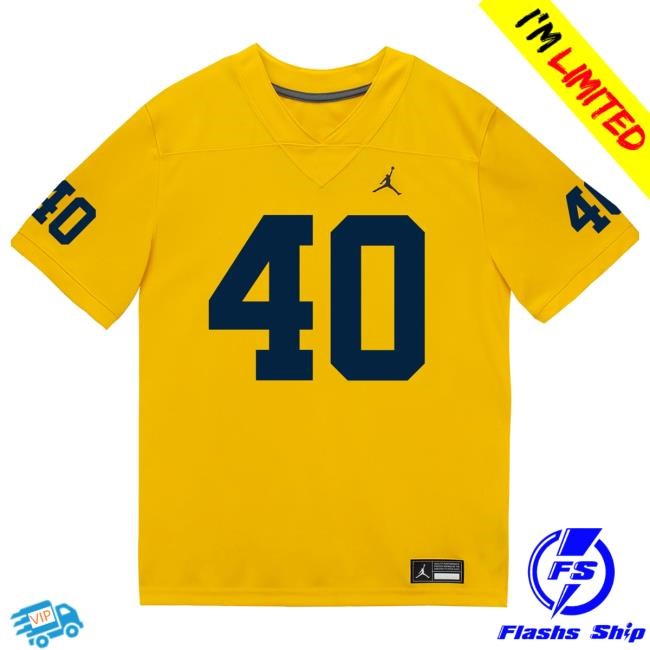 Michigan Wolverines #40 Rocco Milia Student Athlete Maize Football Jersey Top Shirt The M Den Shop Official