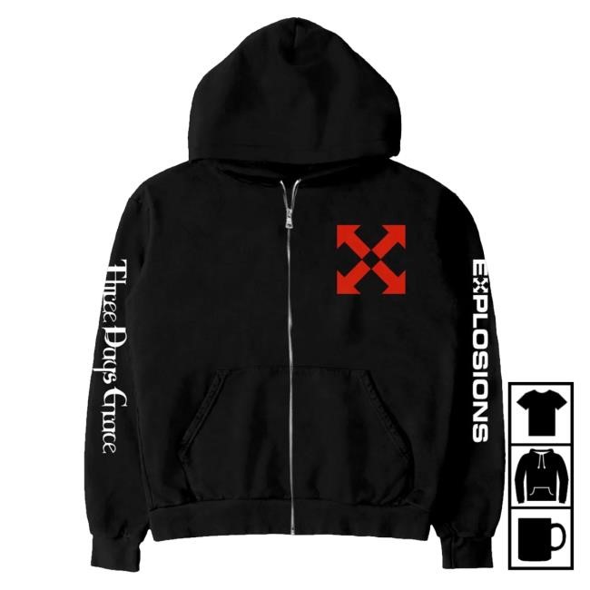 Officia Three Days Grace Merch EXPLOSIONS Tour Zip Hoodie Three Days Grace Store Shop