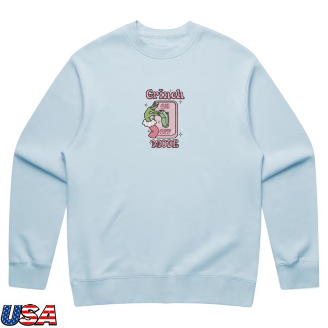 Official Cold Prints Store Merch Grinch Mode Christmas Crewneck Light Blue Coldprints Shop
