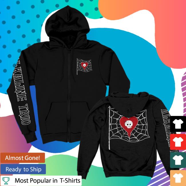 Official Alkaline Trio Merch Store Shop Alkaline Trio Spider Web Flag Zip Up Hoody (Black)
