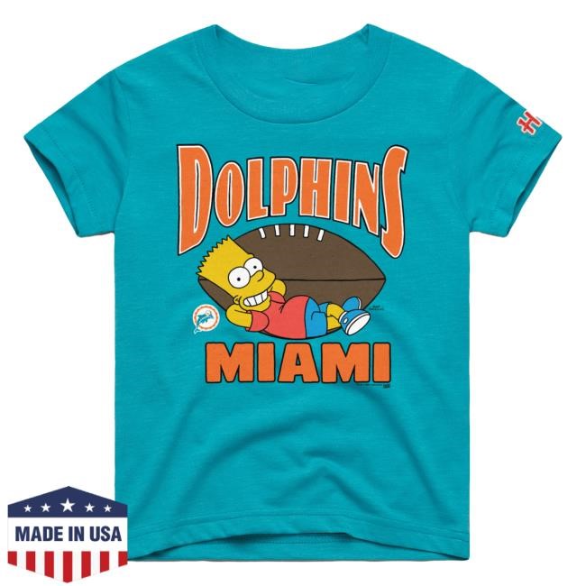 Official Miami Dolphins Homage x The Simpsons Youth Tshirt - Aqua